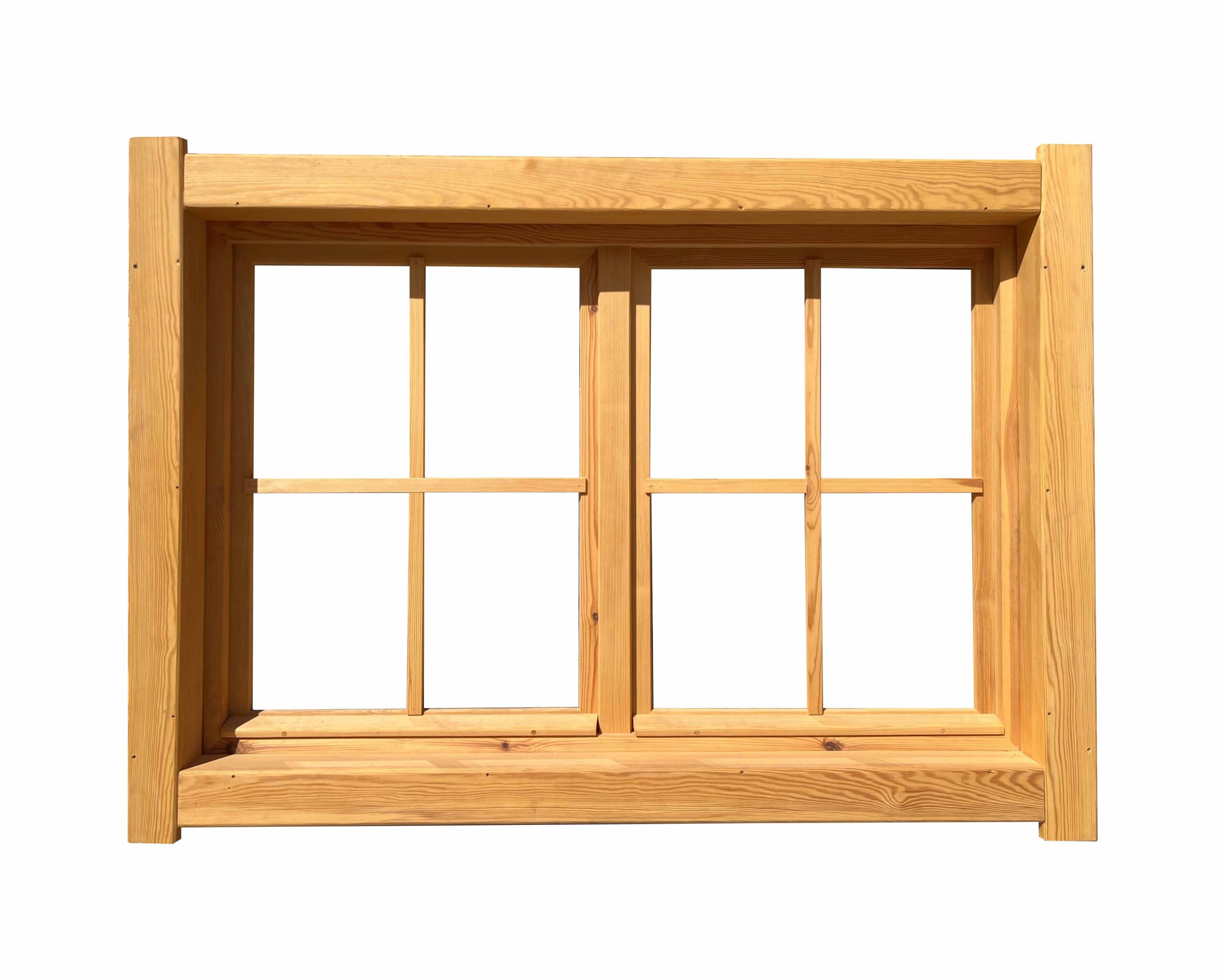 OKNO DREWNIANE STAŁE DWUDZIELNE ZE SZPROSEM I OPASKĄ