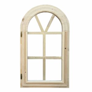 OKNO DREWNIANE ŁUKOWE 70x100 cm ZE SZPROSEM DO DOMKU LETNISKOWEGO